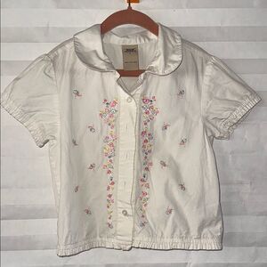 High Sierra Vintage Girls Blouse L Button Down Embroidered Floral Top Y2K Retro